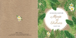 Faire part de mariage   Feuilles tropicales Verso/Recto