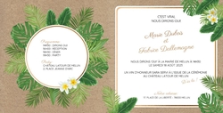 Faire part de mariage   Feuilles tropicales Intérieur