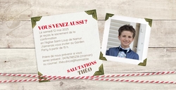 Communion Invitation Théo   Look bois Verso