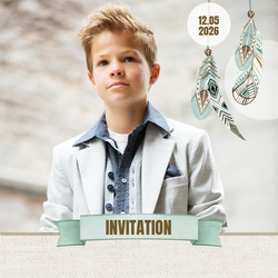 Communion Invitation Thomas   Style bohémien  Recto