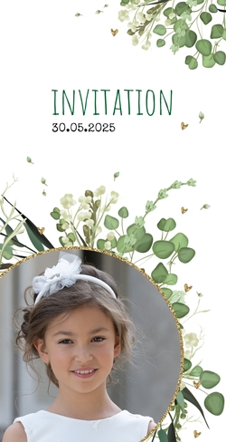 Communion Invitation Emma   Couronne verte Recto