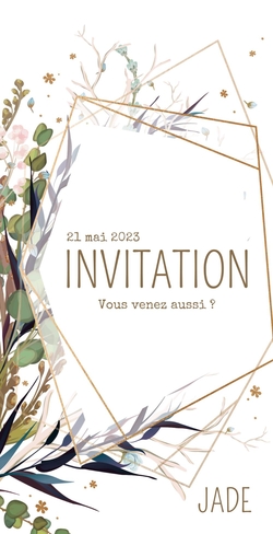 Communion Invitation Jade   Aquarel et pentagone Recto