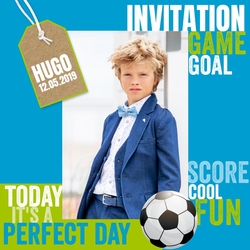 Invitation communion   thème football bleu 164630BFA Recto