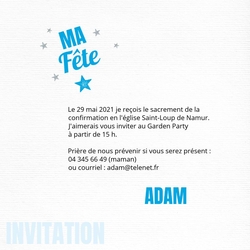 Invitation conviviale avec ballon bleu 157644F Verso