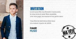 Invitation cool avec étiquette noire et mur blanc en arrière plan 157742F Verso