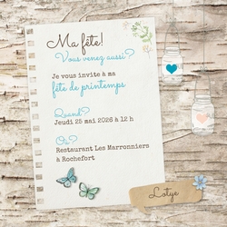 Invitation de style bohémien avec petits pots en verre 157656F Verso