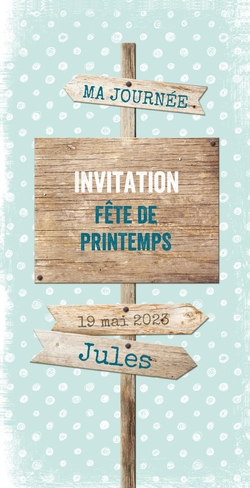 Communion Invitation Jules   Panneau indicateur en bois Recto