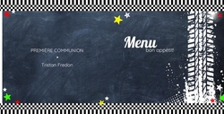 Menu assorti à l'invitation au design rétro 164410BFA Verso/Recto