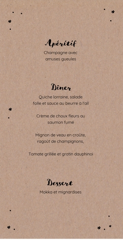 Menu de Communion Julie   Cercle sur kraft Verso