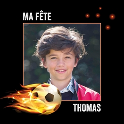 Communion Porte Photo Thomas   Football en flammes Recto