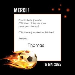 Communion Porte Photo Thomas   Football en flammes Verso