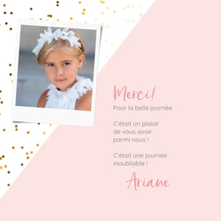 Communion Porte Photo Ariane   Polaroid rose Verso