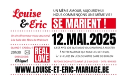 Faire part de mariage   Typographie en style moderne Recto