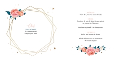 Menu de mariage   Fleurs aquarelles avec cadre Intérieur