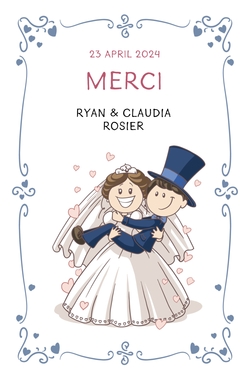 Carte de remerciement   Couple heureux Recto