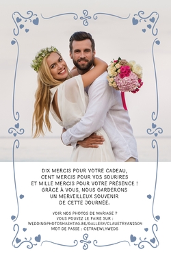 Carte de remerciement   Couple heureux Verso