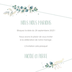 Save the Date   Fleurs aquarelle avec des lignes Verso