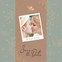 Save the Date   Branches dorées avec kraft Recto