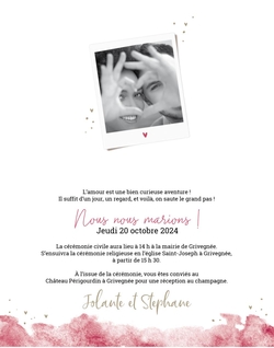 Faire part de mariage   Aquarelle & Signe Intérieur