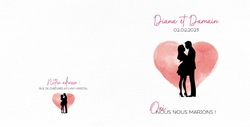 Faire part de mariage   Silhouette couple Amoureux Verso/Recto