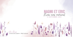 Faire part de mariage   Fleurs des champs violettes Verso/Recto