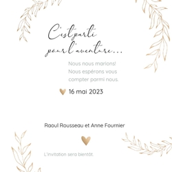 Save the Date   Branches dorées avec kraft Verso