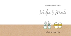 Faire part de naissance Milan & Merle   Chaussures  Verso/Recto