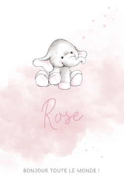 Faire part de naissance Rose   Petit éléphant Recto