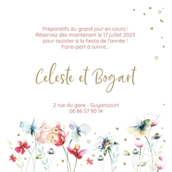 Save the Date   Carte florale joyeuse Verso