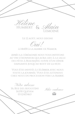 Faire part de mariage   Lignes géométriques Verso