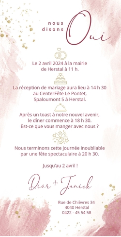 Faire part de mariage   Cœurs Verso