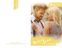 Faire part de mariage   Rayures de peinture jaune Verso/Recto