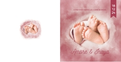 Faire part de naissance Ambre et Inaya   Pieds jumeaux Verso/Recto