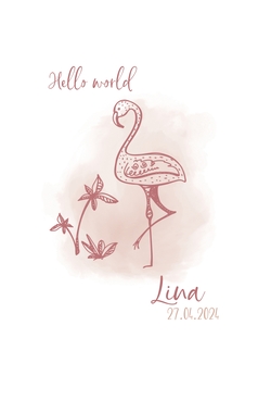 Faire part de naissance Leona   Flamant rose Recto