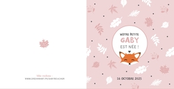 Faire part de naissance Gaby   Le petite renard Verso/Recto