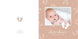 Faire part de naissance Amber   Petits pieds avec photo Verso/Recto