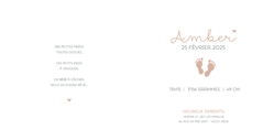 Faire part de naissance Amber   Petits pieds avec photo Intérieur