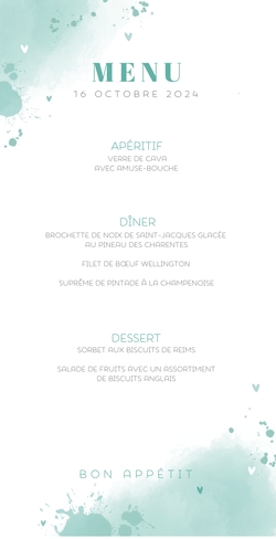 Menu   Incrustations d'aquarelle Verso