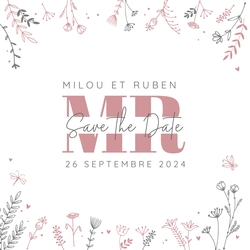 Save the Date   Bordure avec fleurs Recto