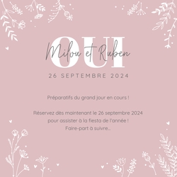 Save the Date   Bordure avec fleurs Verso