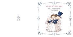 Menu de mariage   Couple heureux Verso/Recto