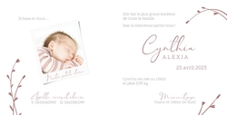 Carte de naissance Cynthia   Branches Intérieur