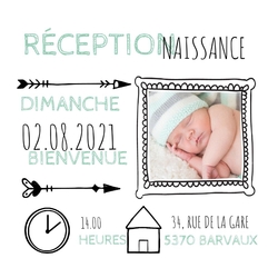 Carte de réception de naissance   Doodles AVA300410F Recto