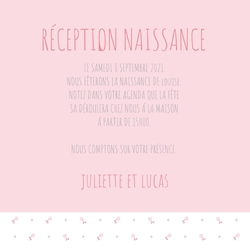 Carte de réception de naissance   Sweetheart AVA300610F Verso