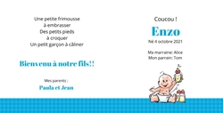 Faire part de naissance   C'est un garçon! 114312BFA Intérieur