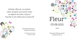 Faire part de naissance   Coeur de fleurs 114319BFA Intérieur