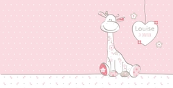 Faire part naissance   Adorable girafe avec fleurs AVA3008F Verso/Recto