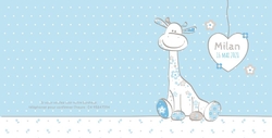 Faire part naissance   Adorable girafe avec fleurs AVA3011F Verso/Recto