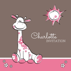 Invitation   Girafe rose 11409710F Recto