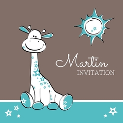 Invitation   Girafe turquoise 11409810F Recto